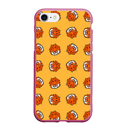 Чехол iPhone 7/8 матовый Тигры паттерн, цвет: 3D-малиновый