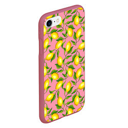 Чехол iPhone 7/8 матовый Лимоны паттерн, цвет: 3D-малиновый — фото 2