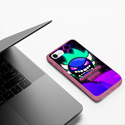 Чехол iPhone 7/8 матовый Geometry Dash Neon, цвет: 3D-малиновый — фото 2