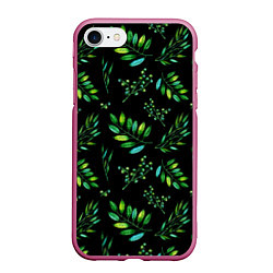 Чехол iPhone 7/8 матовый Живописные листья и ягоды, цвет: 3D-малиновый
