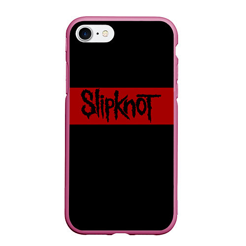 Чехол iPhone 7/8 матовый Полосатый Slipknot / 3D-Малиновый – фото 1