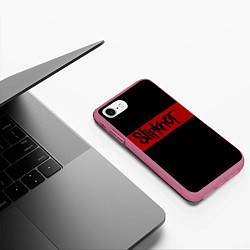 Чехол iPhone 7/8 матовый Полосатый Slipknot, цвет: 3D-малиновый — фото 2