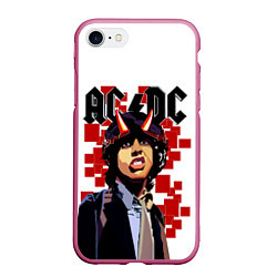 Чехол iPhone 7/8 матовый ACDC Ангус Янг, цвет: 3D-малиновый