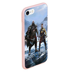 Чехол iPhone 7/8 матовый Кратос и Атрей Рагнарек, цвет: 3D-светло-розовый — фото 2