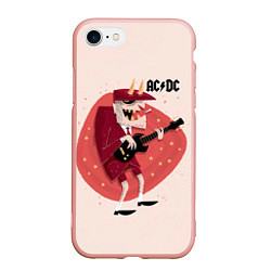 Чехол iPhone 7/8 матовый Ангус Янг ACDC, цвет: 3D-светло-розовый
