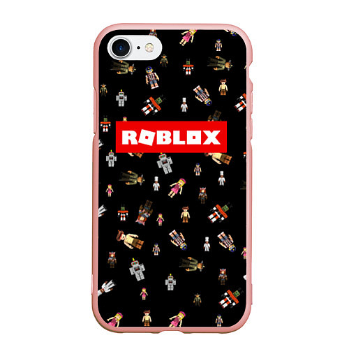 Чехол iPhone 7/8 матовый ROBLOX PATTERN РОБЛОКС Z / 3D-Светло-розовый – фото 1