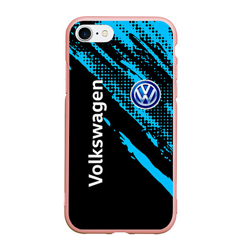Чехол iPhone 7/8 матовый Volkswagen Фольксваген / 3D-Светло-розовый – фото 1