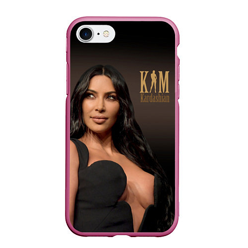Чехол iPhone 7/8 матовый Ким Кардашьян / 3D-Малиновый – фото 1