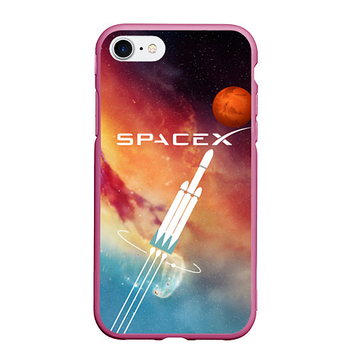 Чехол iPhone 7/8 матовый Space X / 3D-Малиновый – фото 1