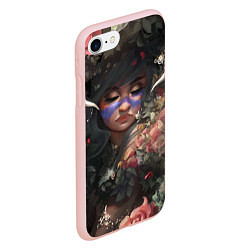 Чехол iPhone 7/8 матовый Суккуб Демонесса в цветах, цвет: 3D-светло-розовый — фото 2