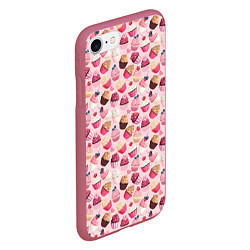 Чехол iPhone 7/8 матовый Пирожные, цвет: 3D-малиновый — фото 2