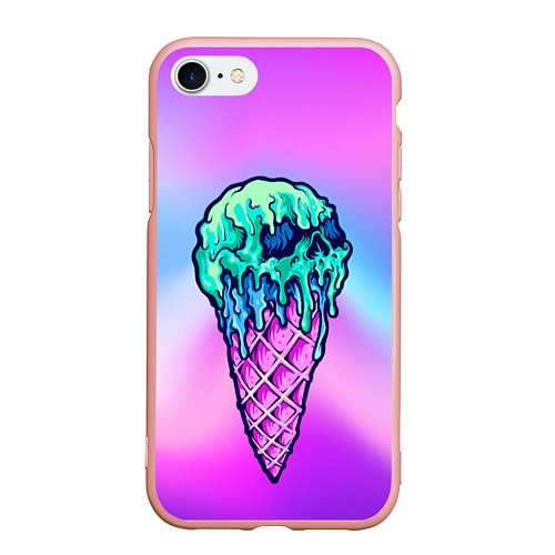 Чехол iPhone 7/8 матовый Мороженое Ice Scream Череп Z / 3D-Светло-розовый – фото 1