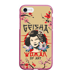 Чехол iPhone 7/8 матовый Гейша Geisha Z, цвет: 3D-малиновый