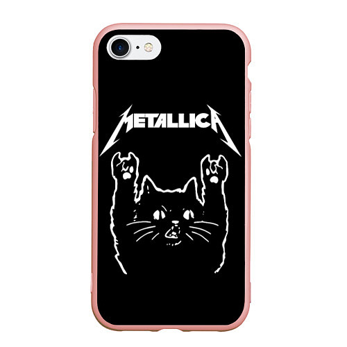 Чехол iPhone 7/8 матовый METALLICA МЕТАЛЛИКА / 3D-Светло-розовый – фото 1