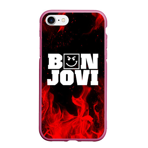 Чехол iPhone 7/8 матовый BON JOVI HAVE A NICE DAY FIRE ОГОНЬ / 3D-Малиновый – фото 1