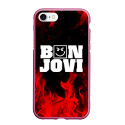 Чехол iPhone 7/8 матовый BON JOVI HAVE A NICE DAY FIRE ОГОНЬ, цвет: 3D-малиновый
