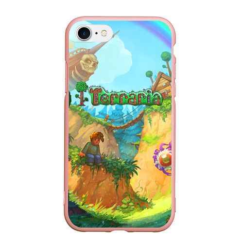 Чехол iPhone 7/8 матовый Terraria Террария Z / 3D-Светло-розовый – фото 1