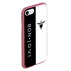 Чехол iPhone 7/8 матовый BON JOVI BLACK WHITE, цвет: 3D-малиновый — фото 2