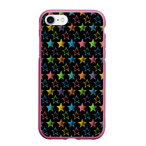 Чехол iPhone 7/8 матовый Парад звезд / 3D-Малиновый – фото 1