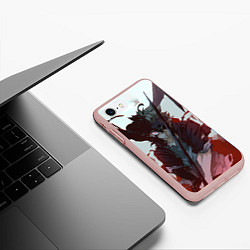 Чехол iPhone 7/8 матовый Аста в режиме демона черный клевер, цвет: 3D-светло-розовый — фото 2