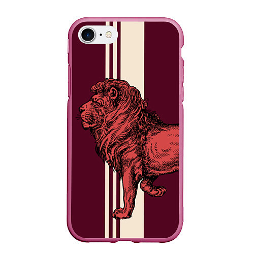 Чехол iPhone 7/8 матовый Король Лев Lion King / 3D-Малиновый – фото 1