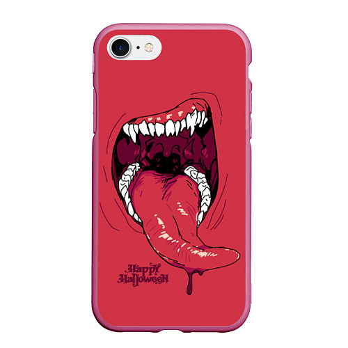 Чехол iPhone 7/8 матовый Пасть красного хищника / 3D-Малиновый – фото 1
