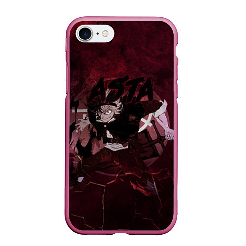 Чехол iPhone 7/8 матовый Аста Черный клевер Red style / 3D-Малиновый – фото 1