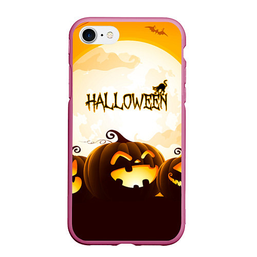 Чехол iPhone 7/8 матовый HALLOWEEN ХЭЛЛОУИН ТЫКВЫ / 3D-Малиновый – фото 1