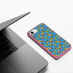 Чехол iPhone 7/8 матовый Праздничные Колокольчики, цвет: 3D-малиновый — фото 2