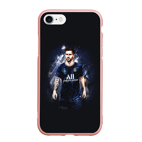 Чехол iPhone 7/8 матовый Lionel Messi Paris Saint-Germain / 3D-Светло-розовый – фото 1
