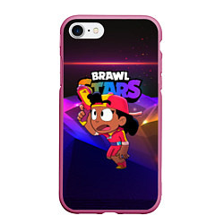 Чехол iPhone 7/8 матовый Мег BrawlStars space, цвет: 3D-малиновый