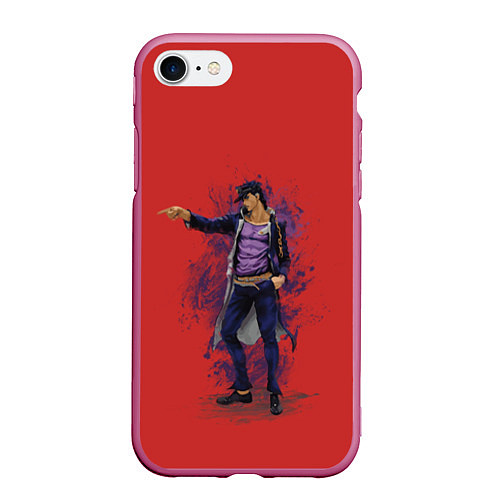 Чехол iPhone 7/8 матовый Jotaro Jo Jo / 3D-Малиновый – фото 1