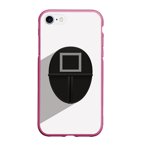 Чехол iPhone 7/8 матовый Игра в кальмара: Маска квадрат / 3D-Малиновый – фото 1