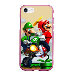 Чехол iPhone 7/8 матовый MarioHelmet, цвет: 3D-малиновый