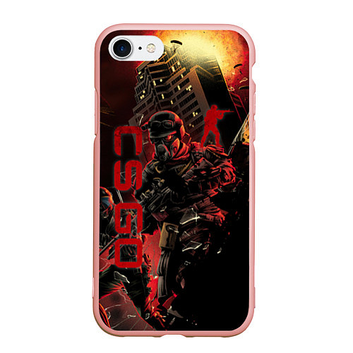 Чехол iPhone 7/8 матовый CS GO SPECIAL OPERATION RED ALERT SKIN КС ГО КРАСН / 3D-Светло-розовый – фото 1