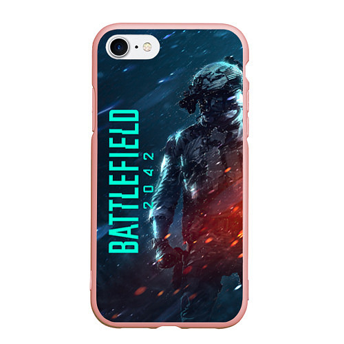 Чехол iPhone 7/8 матовый BATTLEFIELD 2042 SOLDIER WARS / 3D-Светло-розовый – фото 1