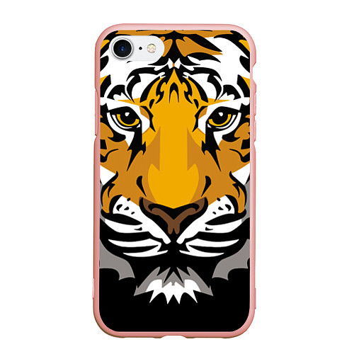 Чехол iPhone 7/8 матовый Суровый взгляд тигра / 3D-Светло-розовый – фото 1
