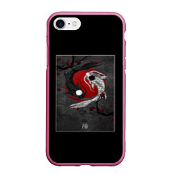 Чехол iPhone 7/8 матовый Карпы инь янь, цвет: 3D-малиновый