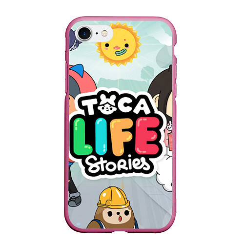 Чехол iPhone 7/8 матовый Toca Life: Stories / 3D-Малиновый – фото 1