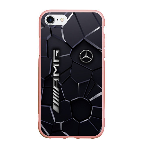 Чехол iPhone 7/8 матовый Mercedes AMG 3D плиты / 3D-Светло-розовый – фото 1