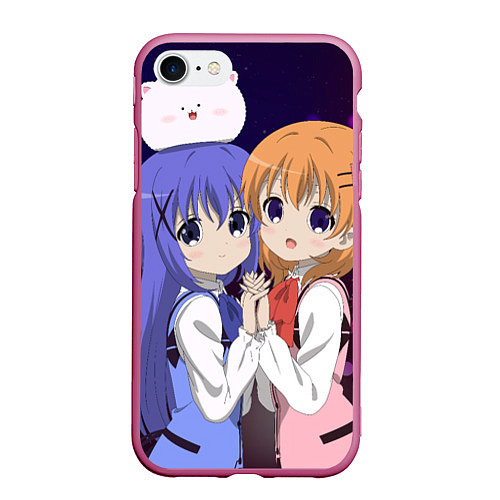 Чехол iPhone 7/8 матовый Gochuumon wa Usagi Desu ka? Cocoa, Chino & Tippi / 3D-Малиновый – фото 1