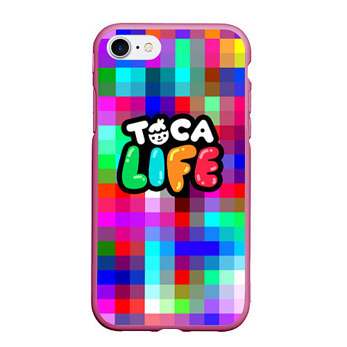 Чехол iPhone 7/8 матовый Toca Life: Pixels / 3D-Малиновый – фото 1