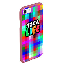 Чехол iPhone 7/8 матовый Toca Life: Pixels, цвет: 3D-малиновый — фото 2