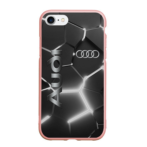 Чехол iPhone 7/8 матовый AUDI GREY 3D ПЛИТЫ / 3D-Светло-розовый – фото 1