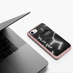 Чехол iPhone 7/8 матовый AUDI GREY 3D ПЛИТЫ, цвет: 3D-светло-розовый — фото 2