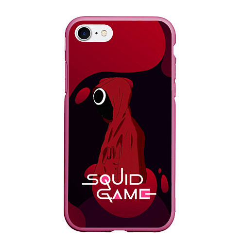 Чехол iPhone 7/8 матовый Игра в кальмара Red Black / 3D-Малиновый – фото 1