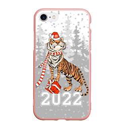 Чехол iPhone 7/8 матовый Тигр с подарками, цвет: 3D-светло-розовый