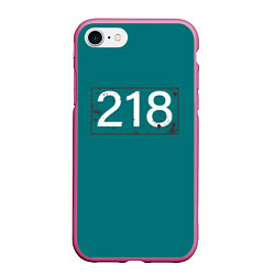 Чехол iPhone 7/8 матовый Игрок в кальмара 218, цвет: 3D-малиновый
