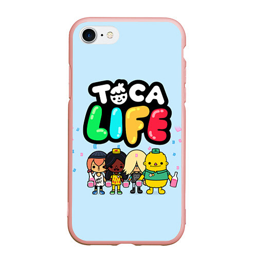 Чехол iPhone 7/8 матовый Toca Life: Logo / 3D-Светло-розовый – фото 1