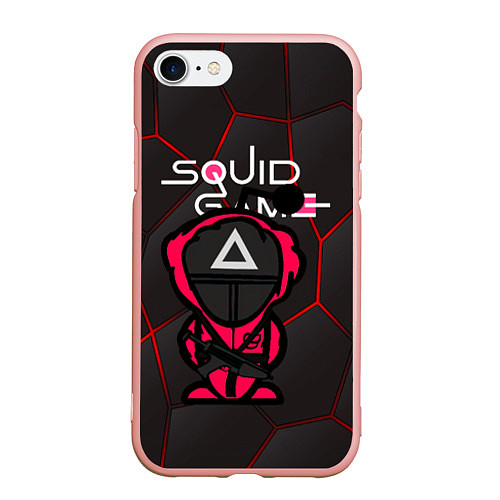 Чехол iPhone 7/8 матовый Squid game BLACK / 3D-Светло-розовый – фото 1